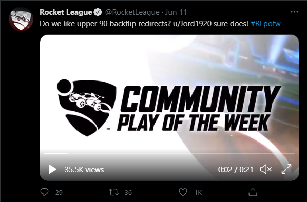 rocket league community play of the week